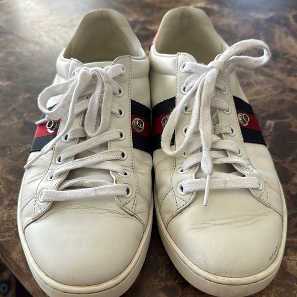 White Sneakers with Red and Black Patches - Picture 10 of 12